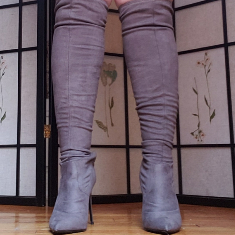 Grey Fabric 'Debbie' Over the Knee Boot by Steve Madden SIZE 8